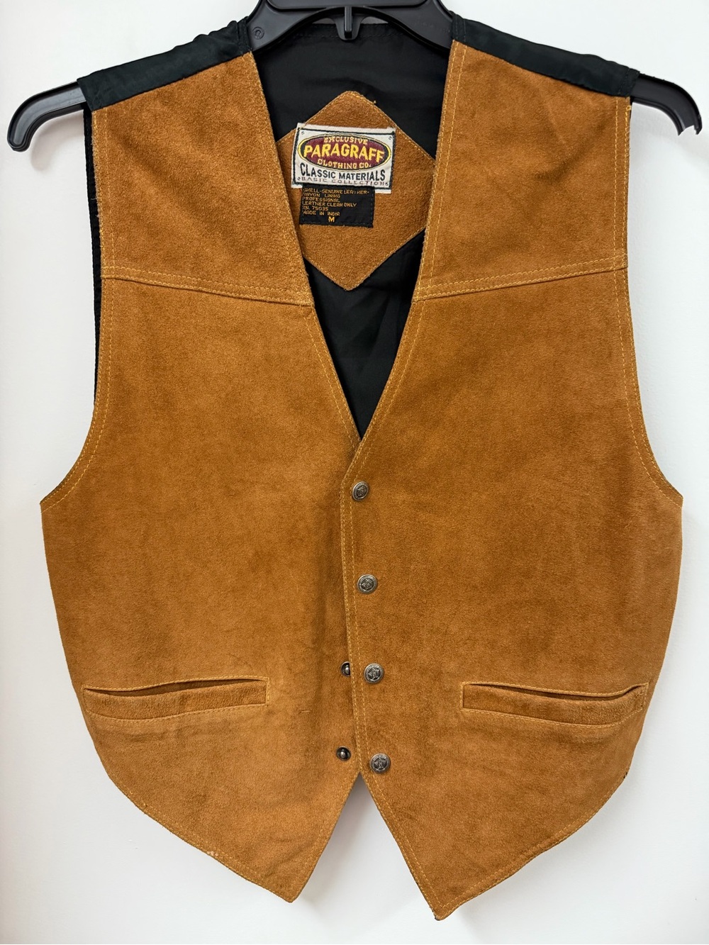Classic Men's Suede Vest in Cognac